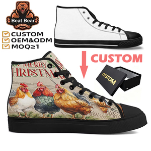Chaussures en toile à tige haute personnalisées, OEM ODM, imprimées, tendance pour filles, faible MOQ, chaussures de skate personnalisées pour hommes - Product Image 1