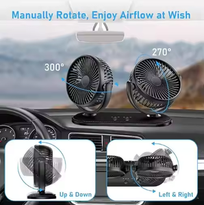 Mini ventilateur de tableau de bord de voiture portable à double lame, réglage à 360 degrés, ventilateur de refroidissement USB multifonction avec base - Product Image 4