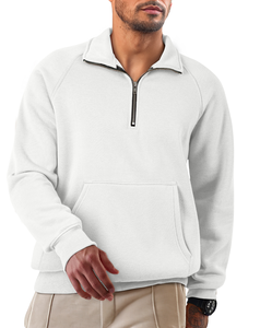 <span class=keywords><strong>Felpa</strong></span> da Uomo di Alta Qualità <span class=keywords><strong>con</strong></span> Zip a un Quarto, in Pile, Tinta Unita, <span class=keywords><strong>con</strong></span> Tasche, Ideale per l'Inverno - Product Image 1