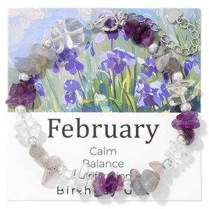 สร้อยข้อมือประดับคริสตัลธรรมชาติพร้อมบัตรของขวัญวันเกิดสิบสองเดือน - Product Image 1