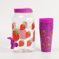 Seau et pot en plastique de qualité alimentaire de 3,8 L avec motif de graines de pastèque sur la coque extérieure, récipient pour boissons