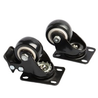 Roulettes en PVC + Nylon + Fer de 2,5 pouces au design moderne, finition argent noir, pour pieds de chaise de bureau de luxe - Maison, Hôtel