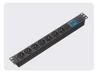 PDU OEM 19 pouces 1U 7 prises type Allemagne en alliage d'aluminium avec compteur V/A 16A 250V pour centre de données