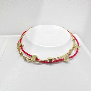 wholesale plata 925 silver 18k Gold Plated Heart <b>charm</b> bracelet Everyday Wear unisex lucky zircon Layered Red String bracelets - Product Image 4