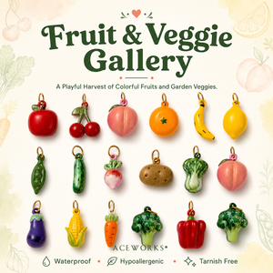 Galería de Frutas y Verduras |   Colgante Miniatura de Acero Inoxidable con Baño de Oro PVD de 18K y Esmalte, con Diseño de Frutas y Verduras, para Fabricación de Joyas - Product Image 1