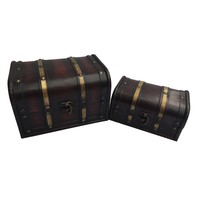 OEM Vente en gros impression personnalisée 100% bois Mini taille petite boîte au trésor de pirate antique rétro pour le stockage de cadeaux décoratifs