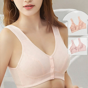 Customized Breathable Seamless Shock-proof <b>Thin</b> Lingerie Push-Up Wire-Free Disposable Full Cup Front Closure Solid <b>Bra</b> - Product Image 3