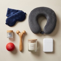 M6 Luxe Wellness Giftset: Zijden Oogmasker, Medicijnendoosje, Handdesinfectiemiddel & Massageapparaat voor Bedrijfsgezondheid & Zelfzorgpromotie