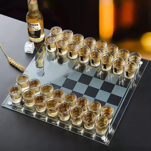 Bicchiere di vino di <span class=keywords><strong>vetro</strong></span> Set per scacchi gioco di scacchi da tavolo di cristallo bicchiere di vino Set Bar bere gioco Set di scacchi e dama - Product Image 2