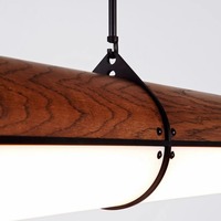 Lustre de restaurant de style japonais, couleur noyer, design créatif nordique minimaliste, lampe de bar LED de style Wabi-Sabi pour longue table