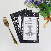 Elegante Menú de Boda con Corte Láser, Tarjeta de Programación para 50 Cumpleaños, Cronograma, Invitación de Boda