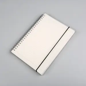 Suministros de oficina, cuaderno A5 de papel en espiral con banda elástica, cubierta de PVC