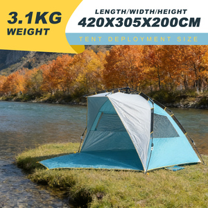 Tente de camping quatre saisons à double couche avec piquets de sol en forme de V/Trigone, en tissu polyester Oxford 210D, portable et pliable en fibre de verre - Product Image 4
