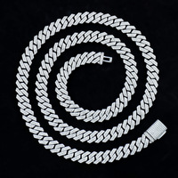 Chaîne cubaine en argent 925 de 14 mm avec moissanite, bijoux hip-hop, chaîne cubaine glacée, chaîne de rappeur tendance, prix de gros