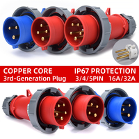 Prise industrielle mâle étanche IP67 3x16A 3x32A 4x16A 4x32A 5x16A 5x32A pour connexion électrique