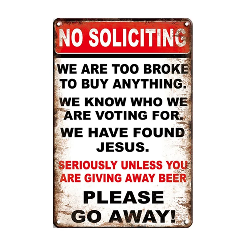 No Soliciting Nostalgic Pop Star Metal Poster Retro Sign Vintage Rock N Roll Plaque Music Tiki Bar Art Wall Decor Tin Plate