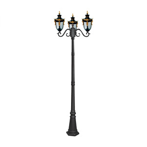 Lampadaire LED extérieur traditionnel super lumineux à 3 têtes en alliage d'aluminium, étanche, blanc chaud 3500K, angle de faisceau de 20 degrés, garantie 10 ans - Product Image 1
