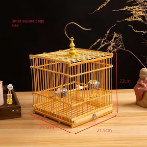 Kuş kafesi işlemeli dikdörtgen tasarım büyük kuş kafesi ile büyük taşınabilir bambu kare kafes - Product Image 4