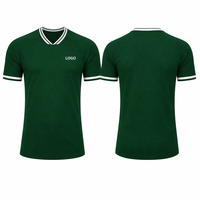 Set Jersey Sepak Bola V-Neck Custom 100% Polyester Cepat Kering OEM Kaos Sepak Bola Grosir Seragam Tim