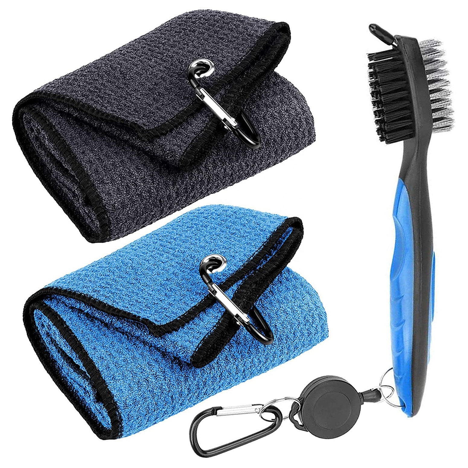 Полотенца для гольфа из микрофибры с вафельным узором тройного сложения полотенце для гольфа набор инструментов для чистки с зажимом для мужчин женщин Подарки для гольфа