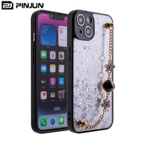 Étui de téléphone portable antichoc en TPU+PC pour 14T Pro avec design floral en strass scintillant et dragonne