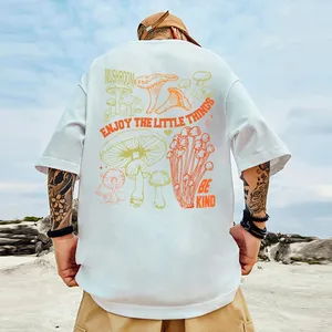 Творческий Повседневный винтажный топ с коротким рукавом, мужская одежда с натуральными математическими вставками, мужские хлопковые футболки с грибами