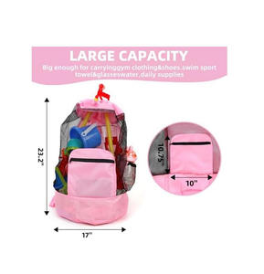 Bolsa de Playa de Malla de Gran Capacidad, Estilo Nuevo, Mochilas con Cordón para Niños, Bolsas de Red para Juguetes de Exterior y Natación para Niños - Product Image 3
