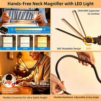 Lampe de cou LED avec loupe 5X, lampe de lecture mains libres, 3 modes de couleur, rechargeable par USB pour la lecture, la réparation, l'artisanat et les loisirs