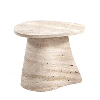 Prix usine chinois personnalisé pierre naturelle Beige travertin table d'appoint ronde pour meubles de maison