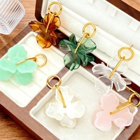 EH754 Anting Bunga Akrilik Amber Retro Prancis yang Berlebihan untuk Wanita
