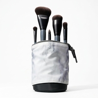 Ensemble de pinceaux de maquillage en marbre avec pochette de voyage, pinceaux cosmétiques professionnels doux, kit d'outils de beauté portable pour un usage quotidien