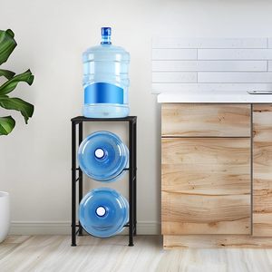 Water <b>Bottle</b> <b>Storage</b> <b>Rack</b> Metal 13x13.4x26.5 Standing Type Movable Beverage Holder For Home Living Room - Product Image 2