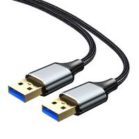 Cable USB 3.0 Macho a Macho con Trenzado de Nailon, Transferencia de Datos de Alta Velocidad de 5 Gbps, Cable de Extensión con Carcasa Metálica para Disco Duro, Laptop, Impresora