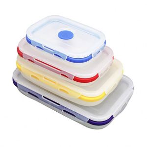 4 pack Foldable eco-friendly leakproof bento kids silicone lunch box