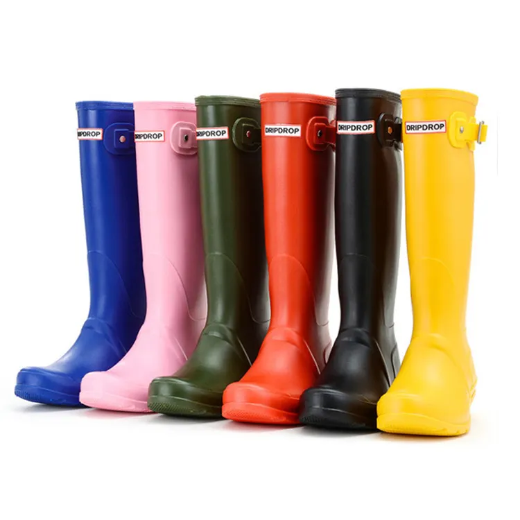 Fashion Factory Waterproof Ladies Rubber Boots for women knee non-slip high pvc wellington high boots women adult rain boots