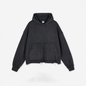 Hoodie Homme Personnalisé 420 GSM Épais Effet Vieilli Délavé Coupe Boxy Streetwear Faible MOQ Fabricant OEM Vente en Gros - Product Image 2