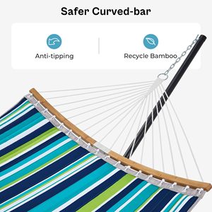 Portable 2-Person <b>Hammock</b> with Stand, Striped Quilted Fabric <b>Hammock</b> with Pillow, 450 LBS Capacity, for Outdoor, Garden, Patio - Product Image 5