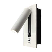 Applique murale de chevet encastrée à LED réglable Lampe murale de lecture pour chambre d'hôtel avec chargeur USB de type C 5V