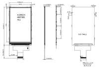 Modul Layar LCD TFT Vertikal Custom IPS 4.3 Inci 480*800 30 Pin Antarmuka MIPI Terminal Kontrol Industri Layar LCD Kecil