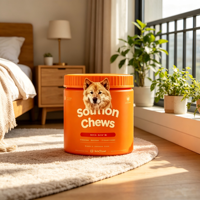 Friandises personnalisées OEM pour animaux de compagnie au saumon, riches en Oméga 3 EPA DHA, pour une peau saine, un pelage brillant et une fonction cardiaque optimale chez les chiens de petite, moyenne et grande taille.