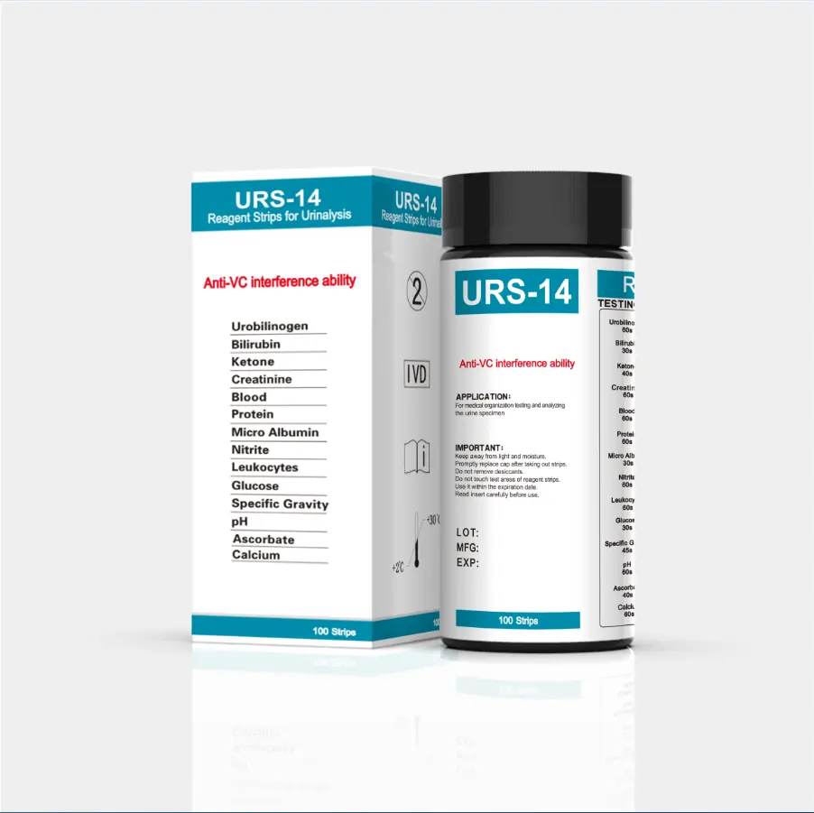 Hospital Clinic Medical URS-14 Urine Test Strips 14 parameters Reagent Strips For Urinalysis Urine Test