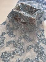 Ruban de dentelle dimensionnelle en polyester transparent, tissu brodé de sequins pour robes, robes de soirée et costumes de spectacle