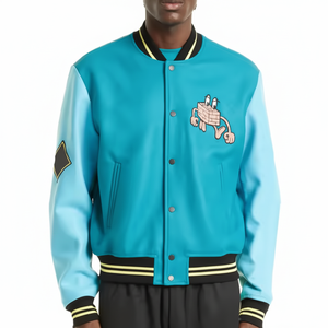 แจ็กเก็ตทีมเบสบอลของผู้ชายสีทึบผ้ากำมะหยี่ปักโลโก้ได้ตามต้องการดีไซน์ใหม่สำหรับฤดูหนาว - Product Image 1