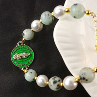 Bracelet en fausses perles avec médaille de la Vierge Marie, bijoux religieux catholiques en or, cadeau pour femmes