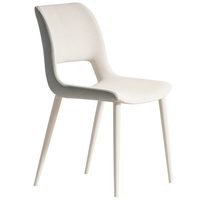 Chaise de salle à manger en cuir de style italien minimaliste nordique, couleur crème, avec dossier rembourré résistant aux griffures de chat, pour usage domestique