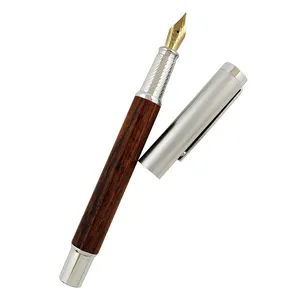 Branded Eco-friendly Wooden Pen Handmade Executive Walnut Ebony Black Wood Engraving Etching Chinese Wooden Fountain Pen