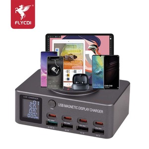 Adaptateur d'alimentation USB FLYCDI 8 ports 140W PD avec écran LED pour ordinateur portable et appareils mobiles, chargeur pour la maison et les voyages - Product Image 3