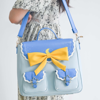 Sac à bandoulière personnalisé en tissu bleu mignon et populaire, nouveau design, sac de dessin animé pour filles