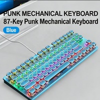 K550 Keyboard Mekanik Punk 87 Tombol Blue Switch RGB Backlight Tahan Air Struktur Logam Keyboard Kabel USB untuk Kompetisi Game