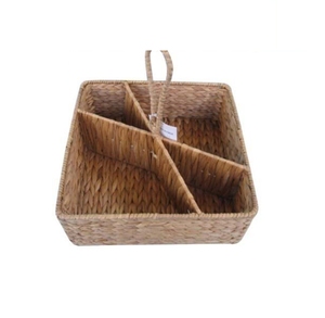Custom Logo Portable Foldable <b>Rectangle</b> <b>Storage</b> <b>Baskets</b> Natural Water Hyacinth Woven Straw Handle for Bathroom Kitchen - Product Image 2